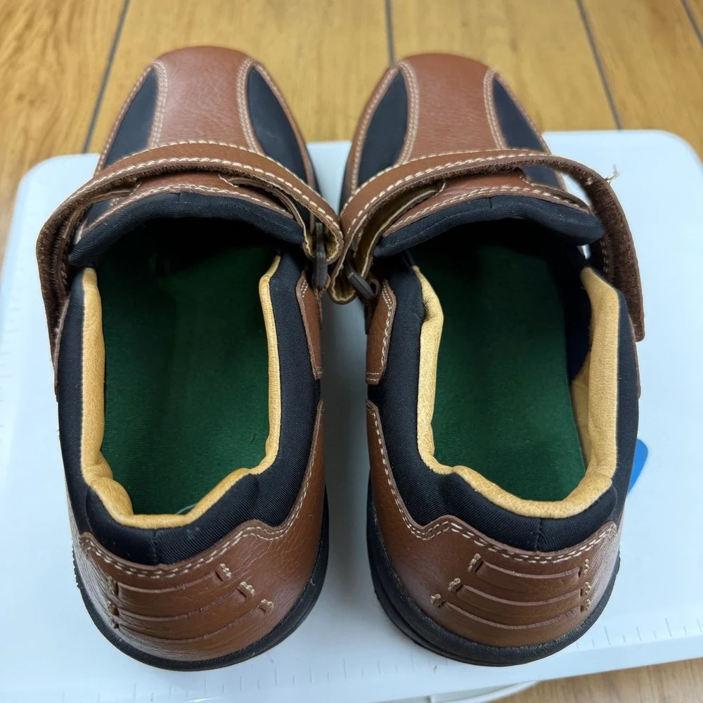 Dr Comfort Douglas 6620 Mens Brown Leather Lycra Orthopedic Shoes 10.5 XW